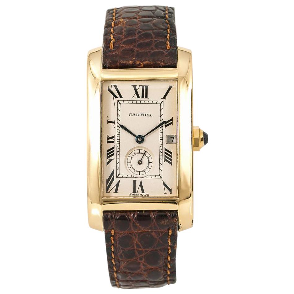 Cartier Tank Americaine 811904 Unisex Quartz Watch 18 Karat YG Cream Dial