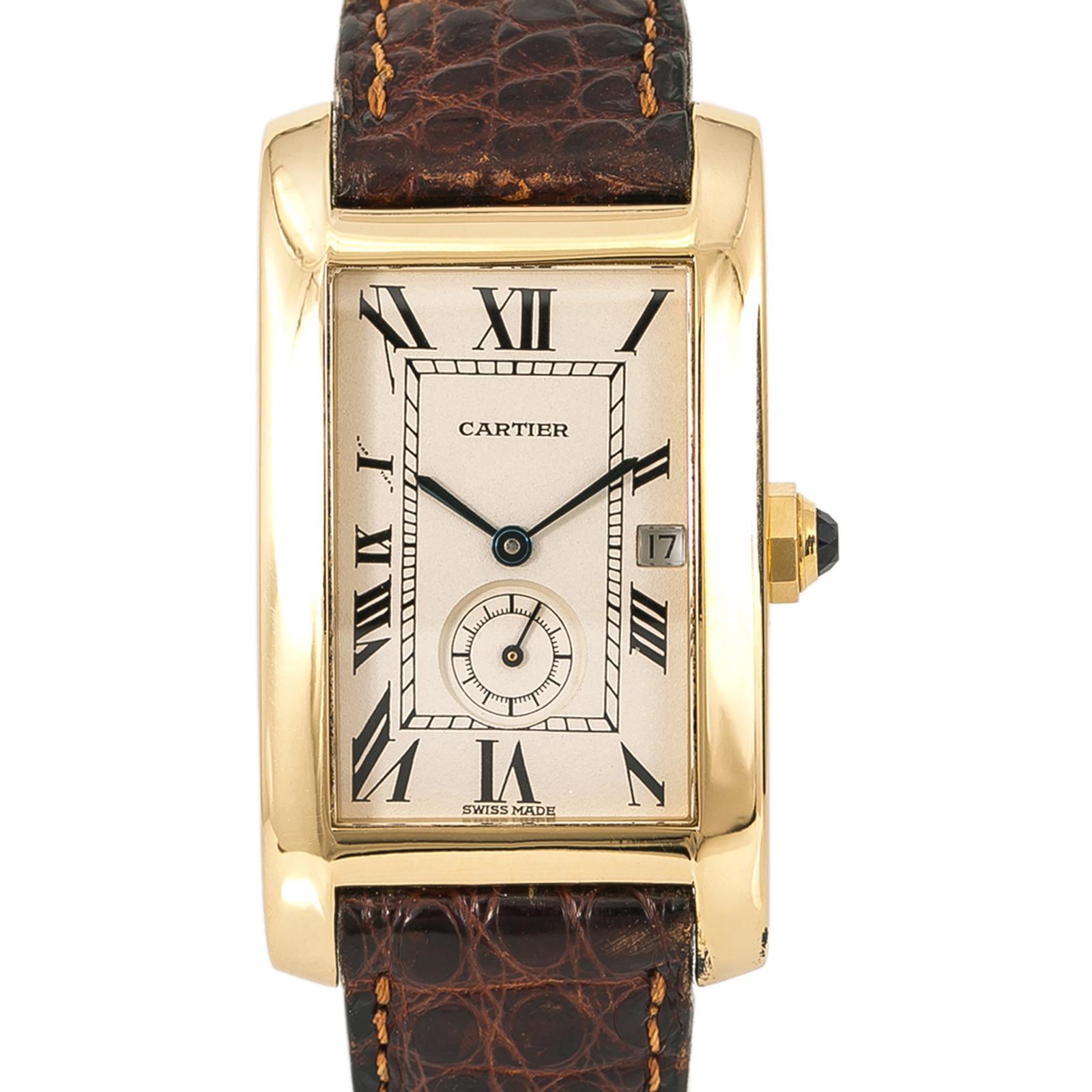 Cartier Tank Americaine 811904 Unisex Quartz Watch 18K YG Cream Dial 23mm