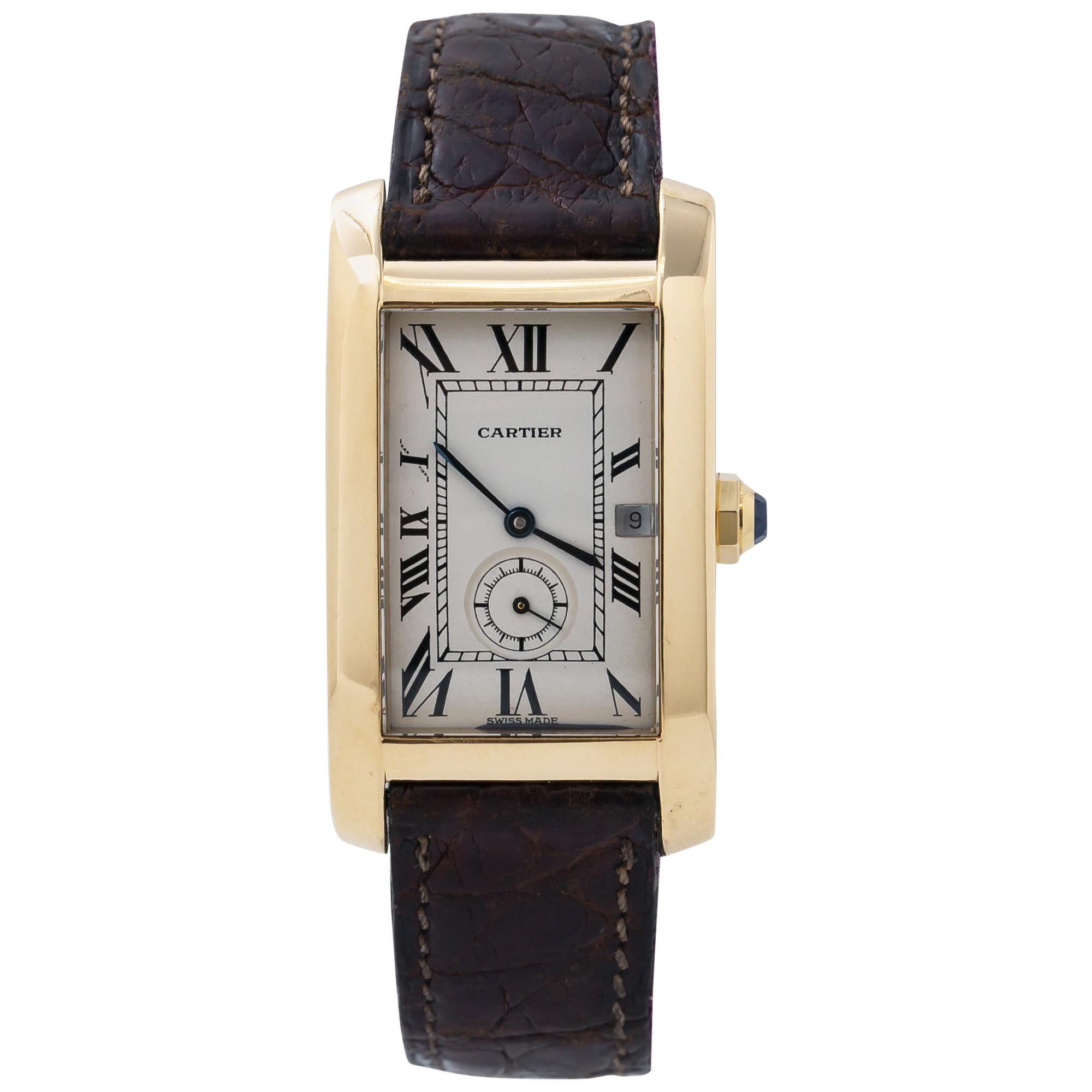 Cartier Tank Americaine 811905 18 Karat Yellow Gold Women's Quartz Watch
