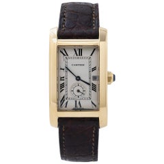 Retro Cartier Tank Americaine 811905 18 Karat Yellow Gold Women's Quartz Watch