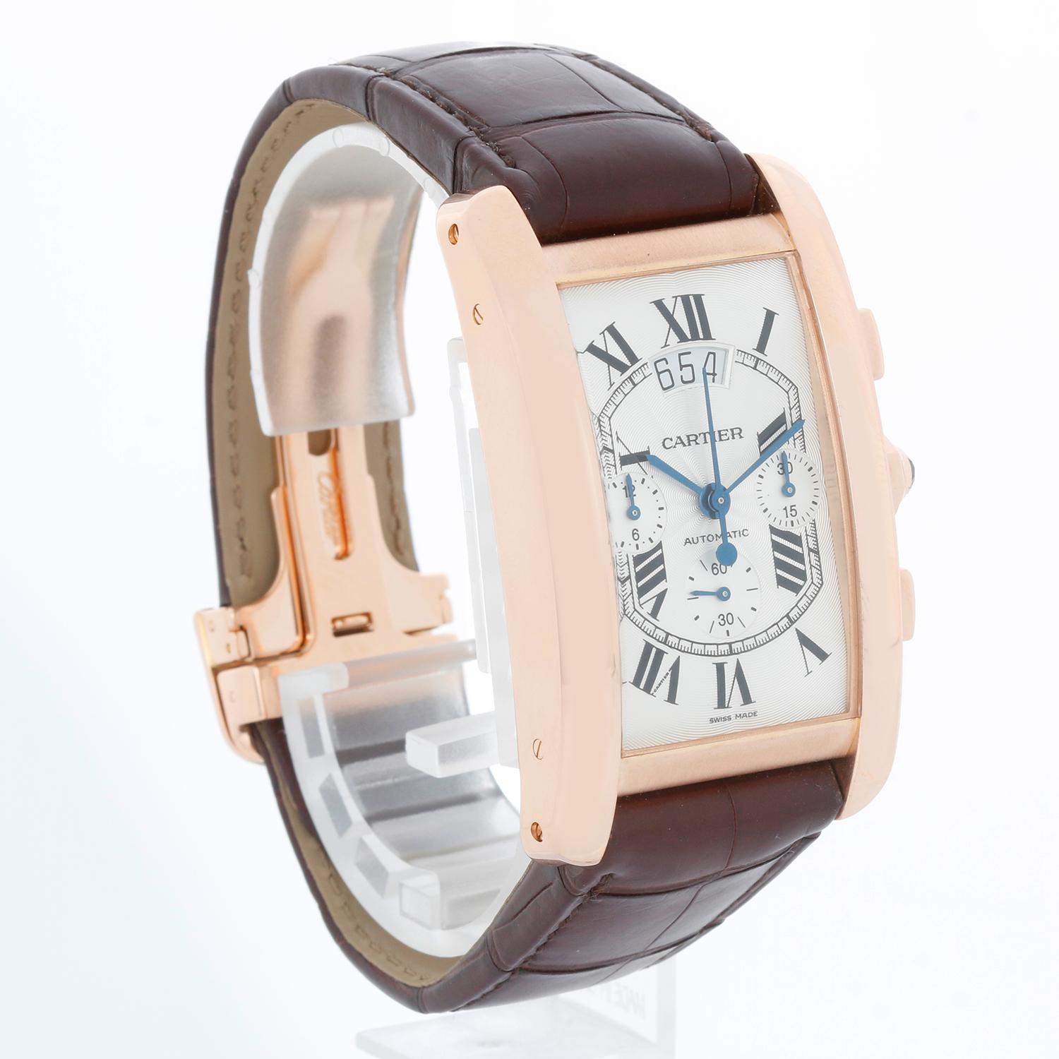 Cartier Tank Americaine  Automatique XL Hommes 18K Rose  Montre W2609356 Excellent état à Dallas, TX