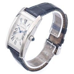Cartier Tank Americaine Automatic Men's White Gold Wristwatch Ref 1741 Box Paper