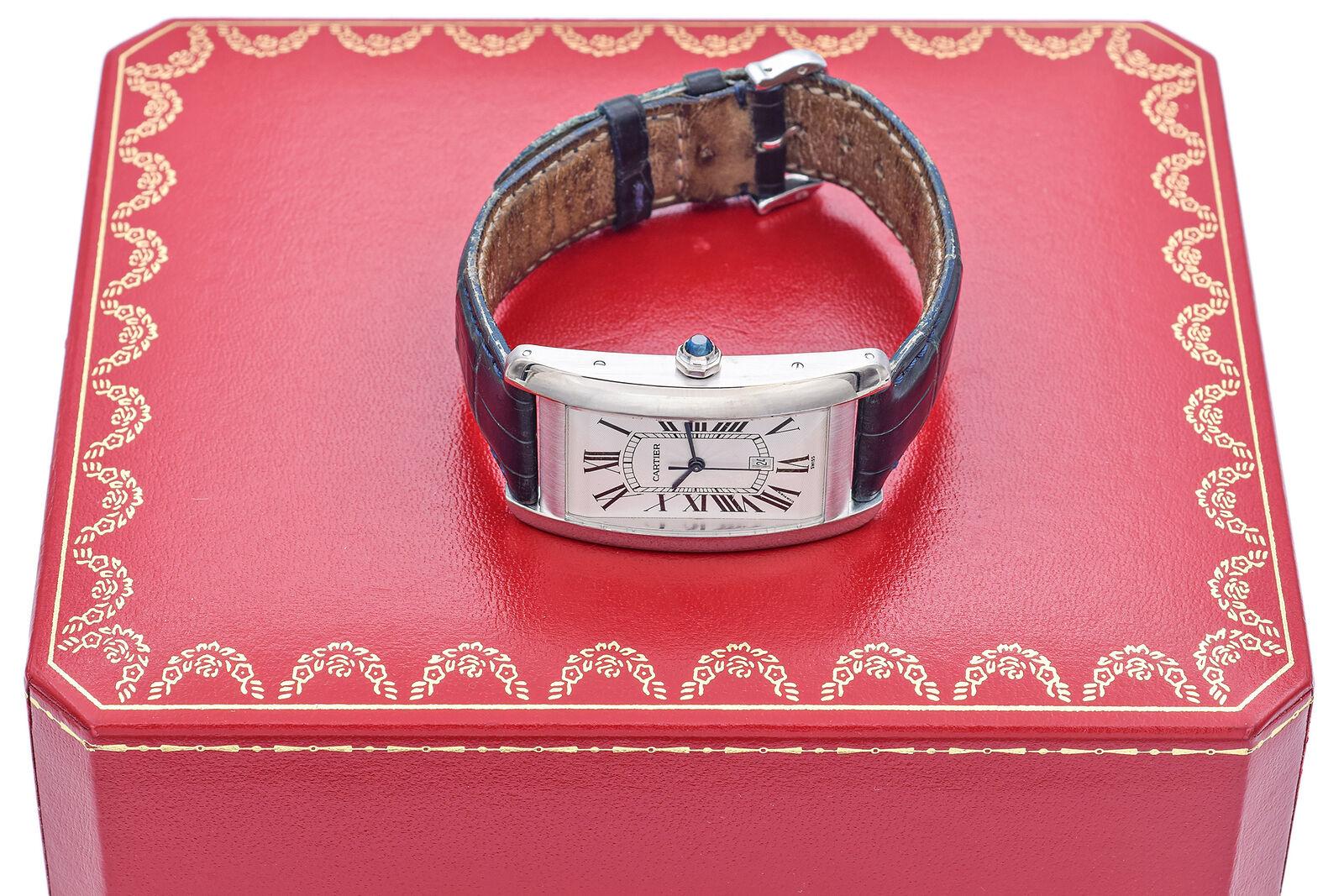 Cartier Tank Americaine Automatic Men's White Gold Wristwatch Ref 1741 Box Paper 1