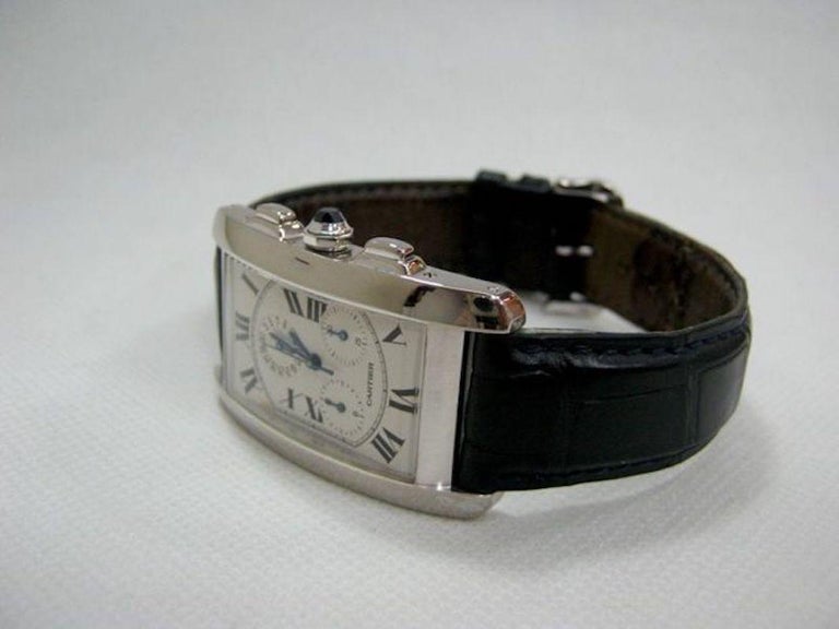 Cartier Tank Americaine Chronoflex Chronograph in White Gold Wristwatch ...