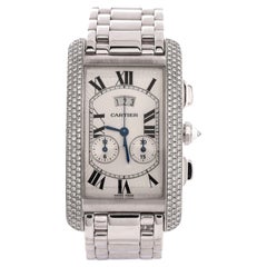 Cartier Tank Americaine Chronoflex Chronograph Quartz Watch White Gold