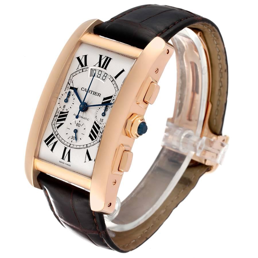 Cartier Tank Americaine Chronograph 18K Rose Gold Uhr W2609356 Herren im Angebot