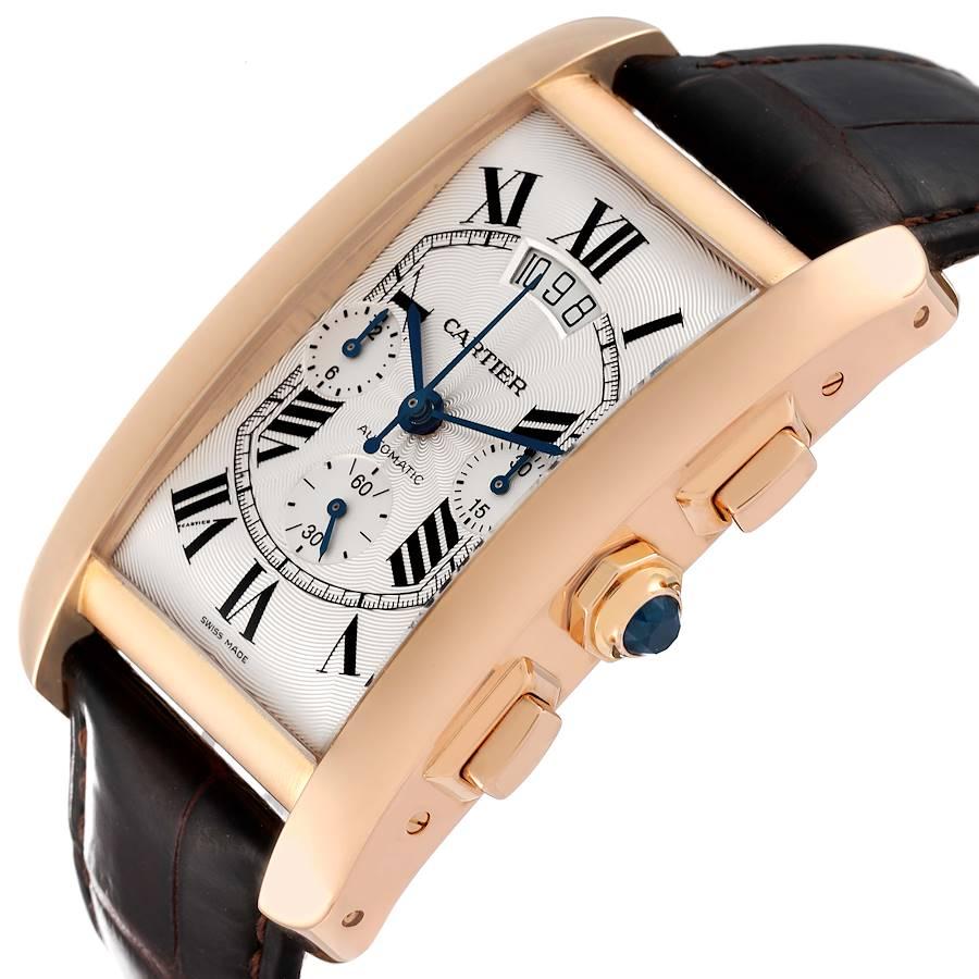 Cartier Tank Americaine Chronograph 18K Rose Gold Uhr W2609356 im Angebot 1