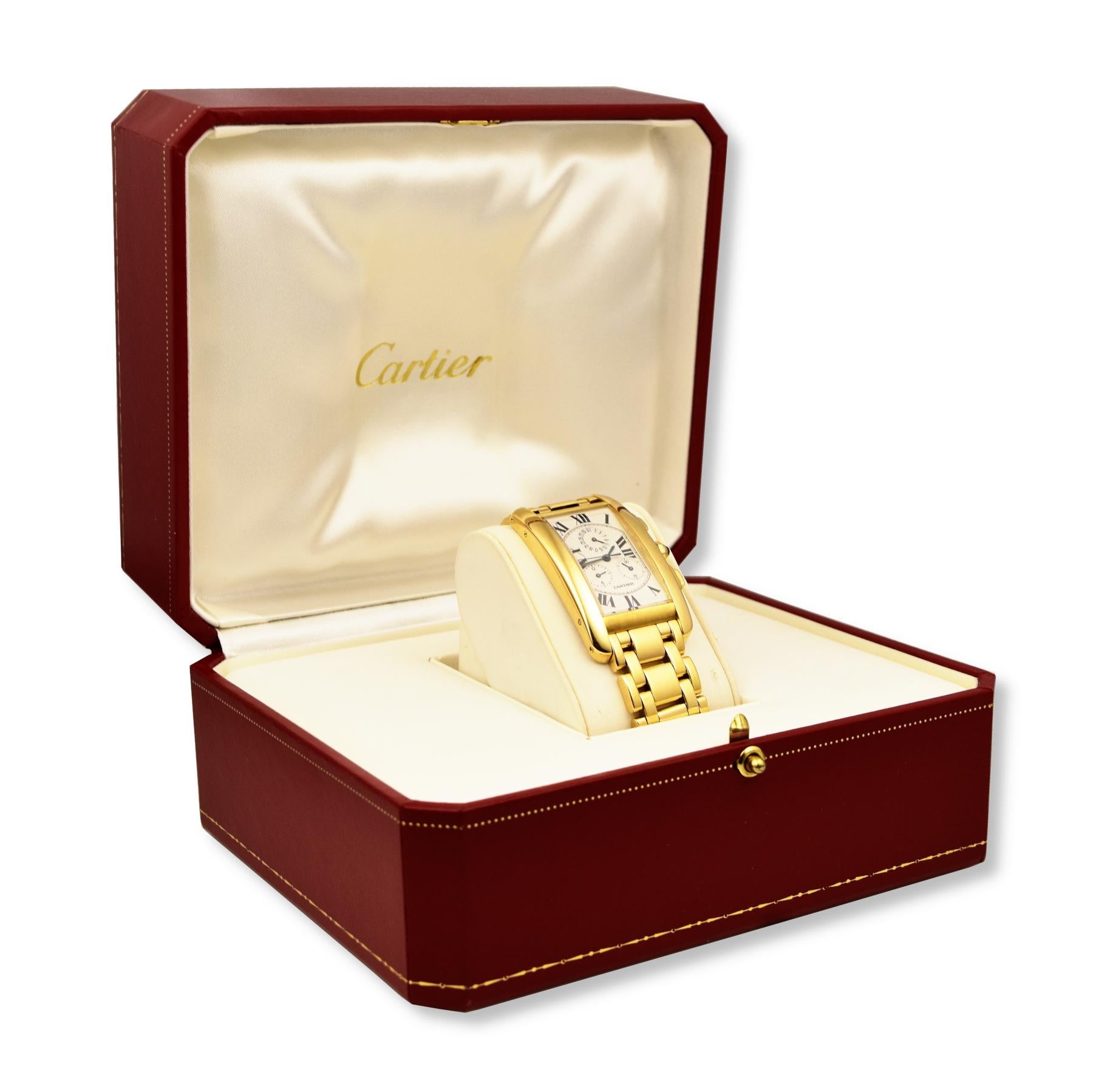 Women's or Men's Cartier Tank Americaine Chronograph in 18k Yellow Gold Ref. 1730