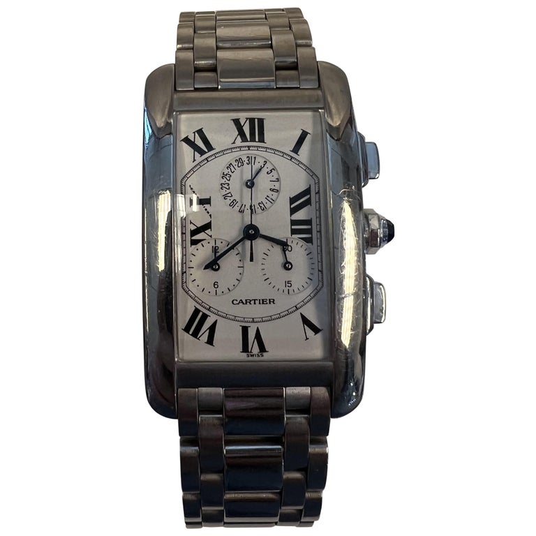 Cartier Tank Américaine Chronographe Or Blanc En vente sur