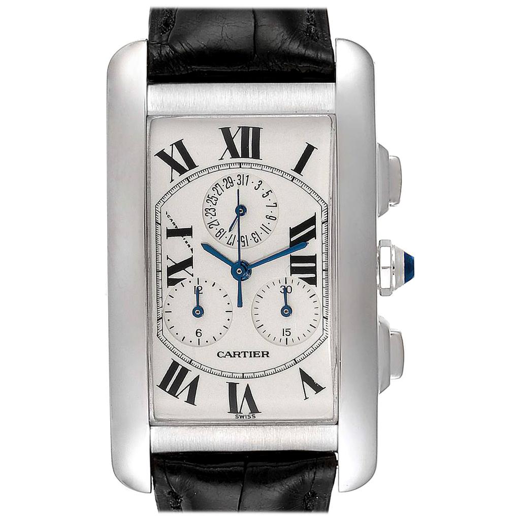 Cartier Tank Americaine Chronograph White Gold Men's Watch W2603358 For Sale