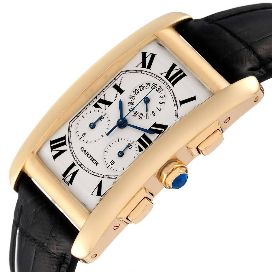 Cartier Tank Americaine Chronograph Yellow Gold Mens Watch W2601156 1