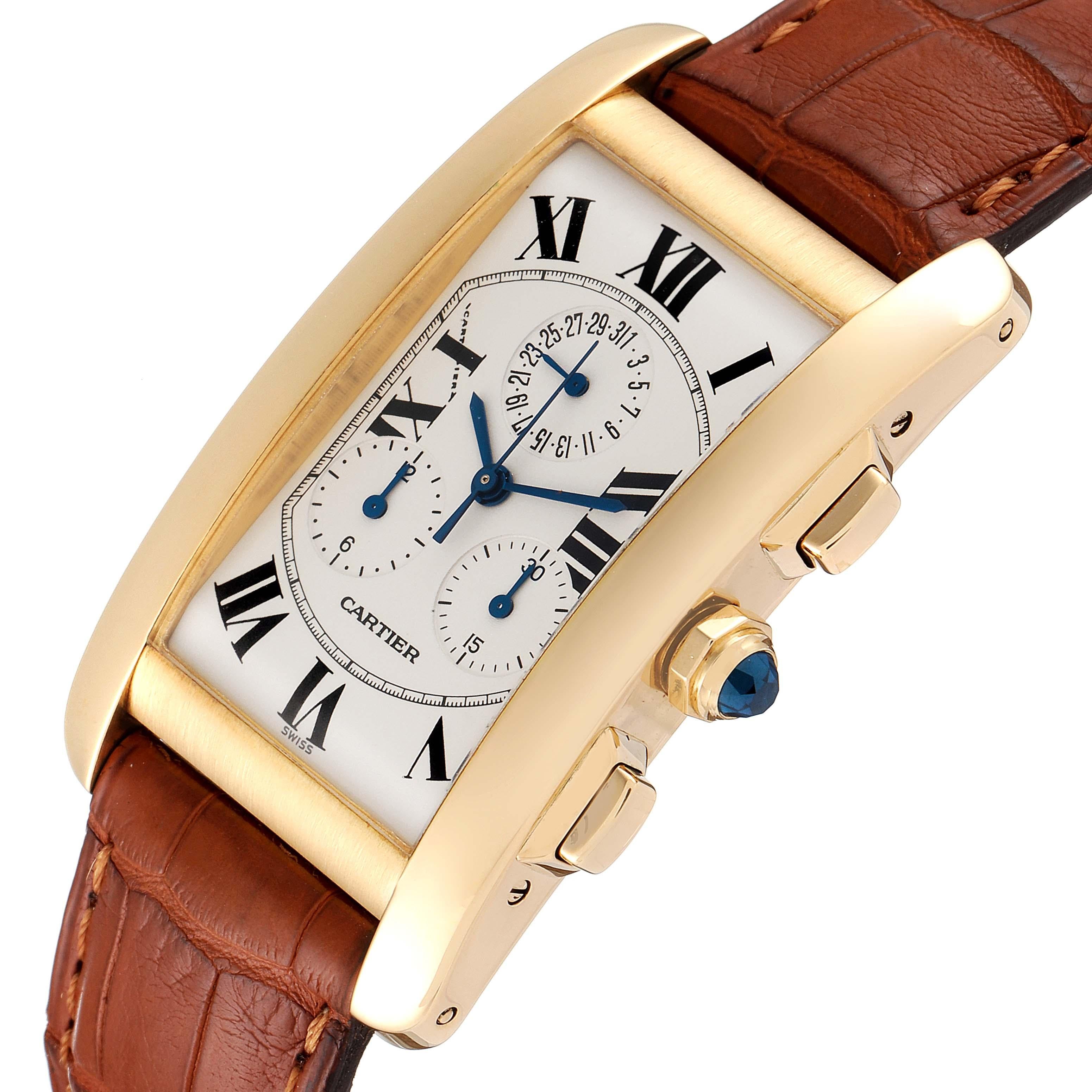 Cartier Tank Americaine Chronograph Yellow Gold Mens Watch W2601156 For Sale 1