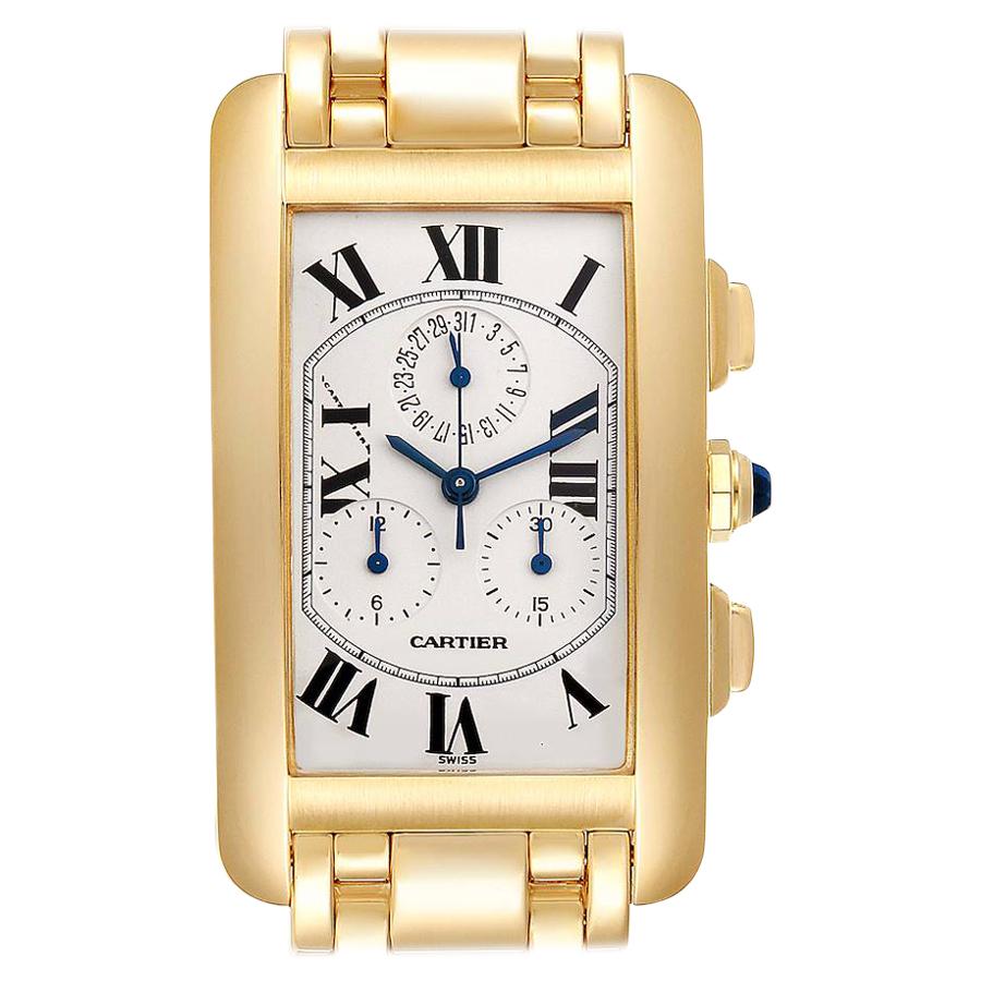 Cartier Tank Americaine Chronograph Yellow Gold Men's Watch W2601156