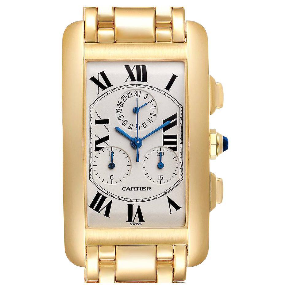 Cartier Tank Americaine Chronograph Yellow Gold Mens Watch W2601156