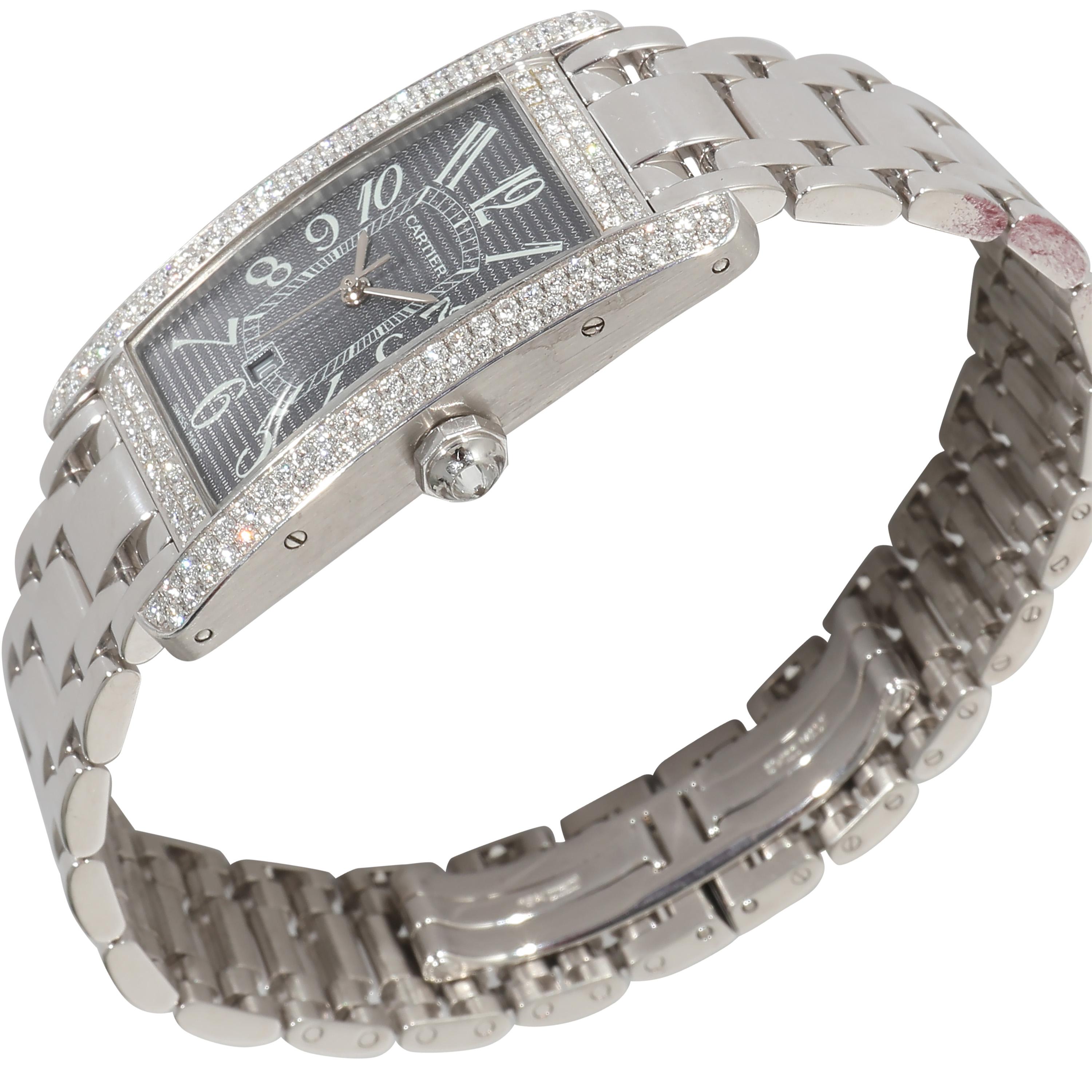 Cartier: 18 Karat Weißgold Damenuhr Tank Americaine de Cartier 2490 im Zustand „Hervorragend“ im Angebot in New York, NY