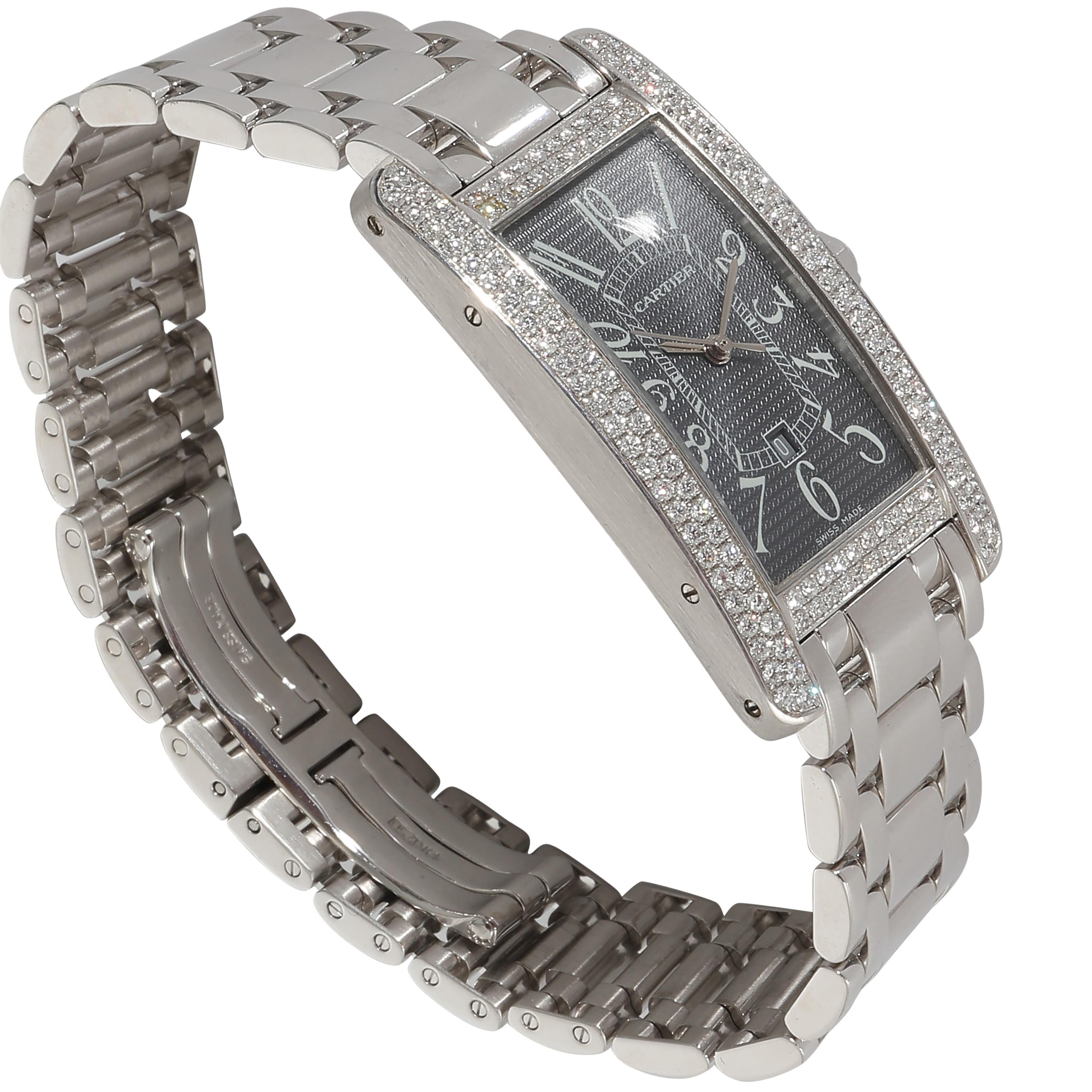 Cartier: 18 Karat Weißgold Damenuhr Tank Americaine de Cartier 2490 im Angebot 1