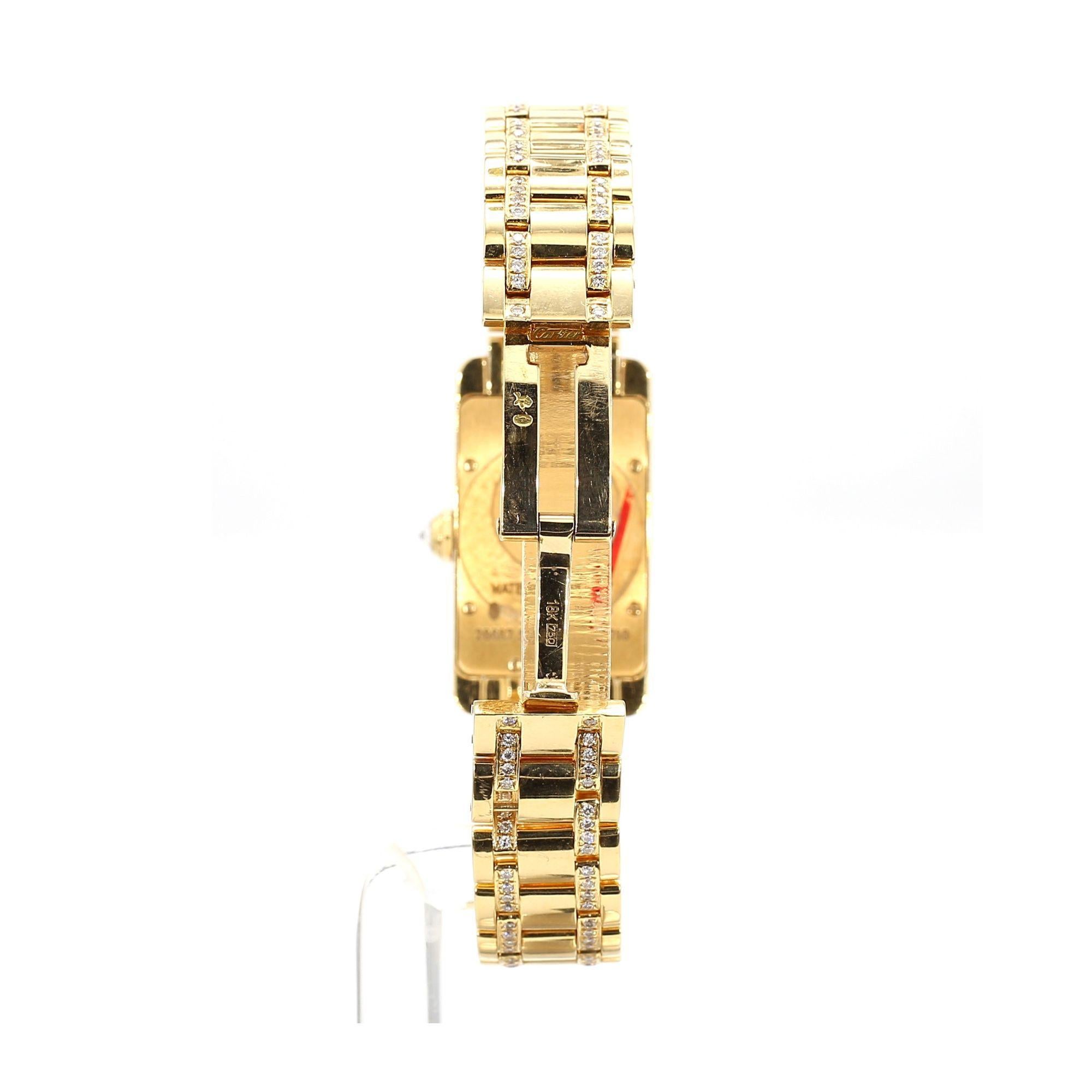Montre Cartier Tank Américaine Quartz lunette diamants or 18K en vente 5