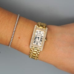 Cartier Tank Américaine Diamond Bezel Quartz 18K Gold Watch