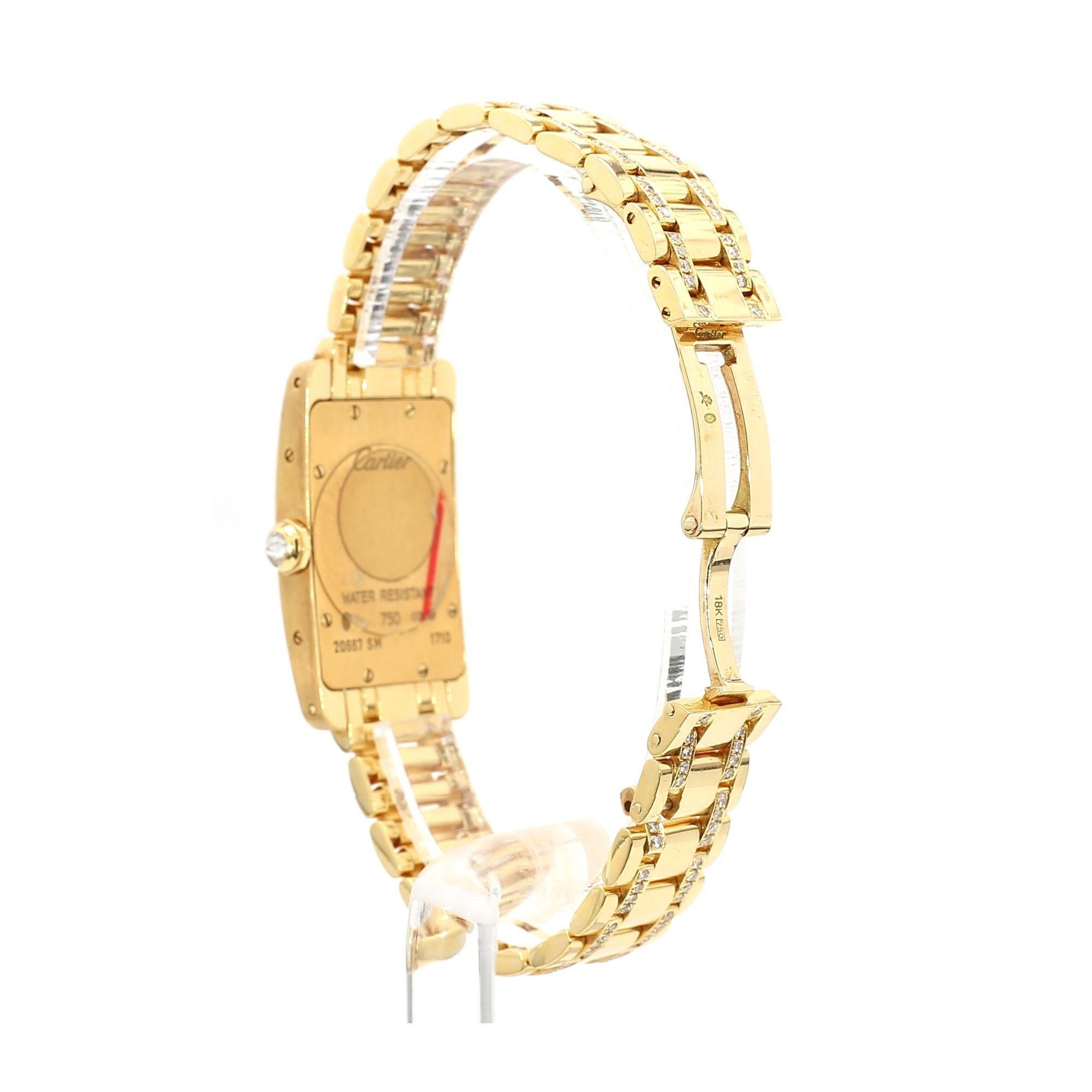 Montre Cartier Tank Américaine Quartz lunette diamants or 18K en vente 1