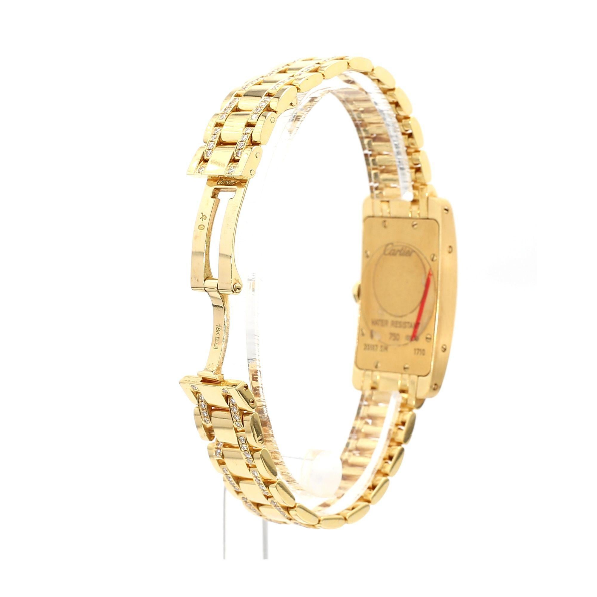 Montre Cartier Tank Américaine Quartz lunette diamants or 18K en vente 2