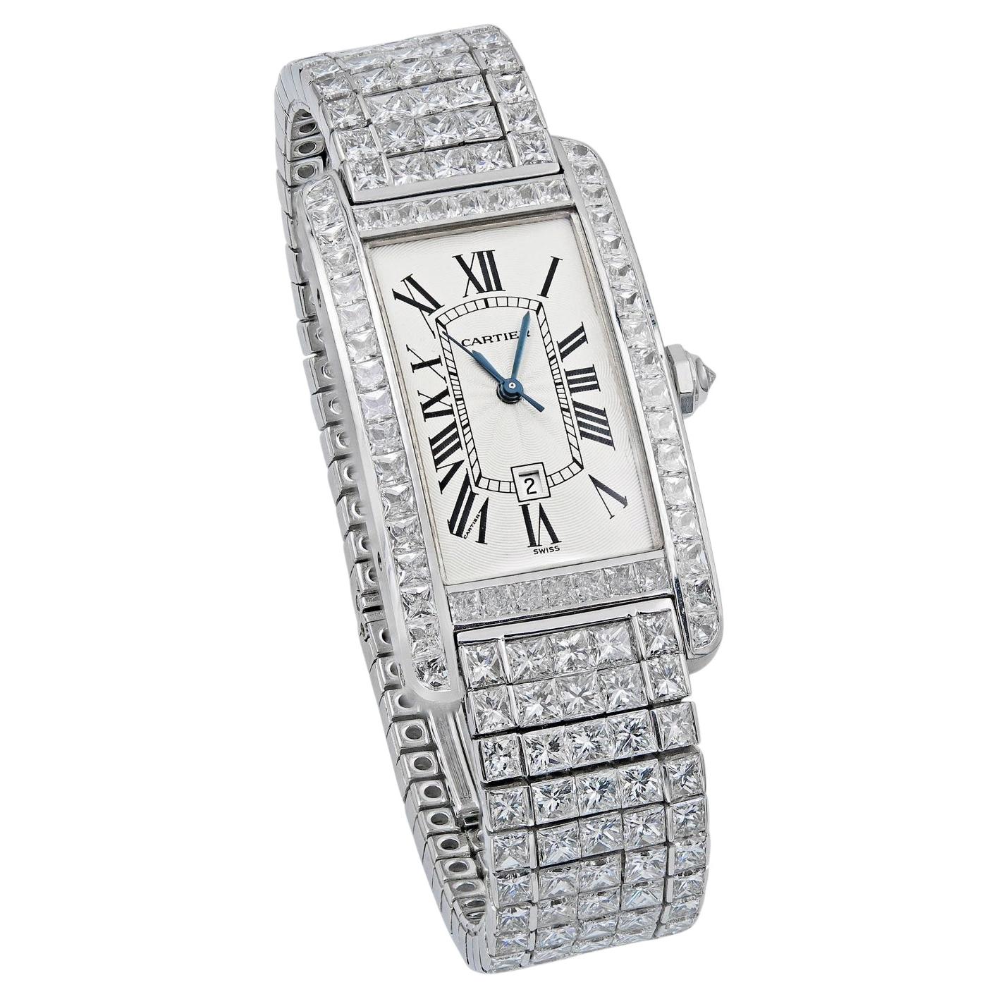 Cartier 'Tank Americaine' Diamond Wristwatch