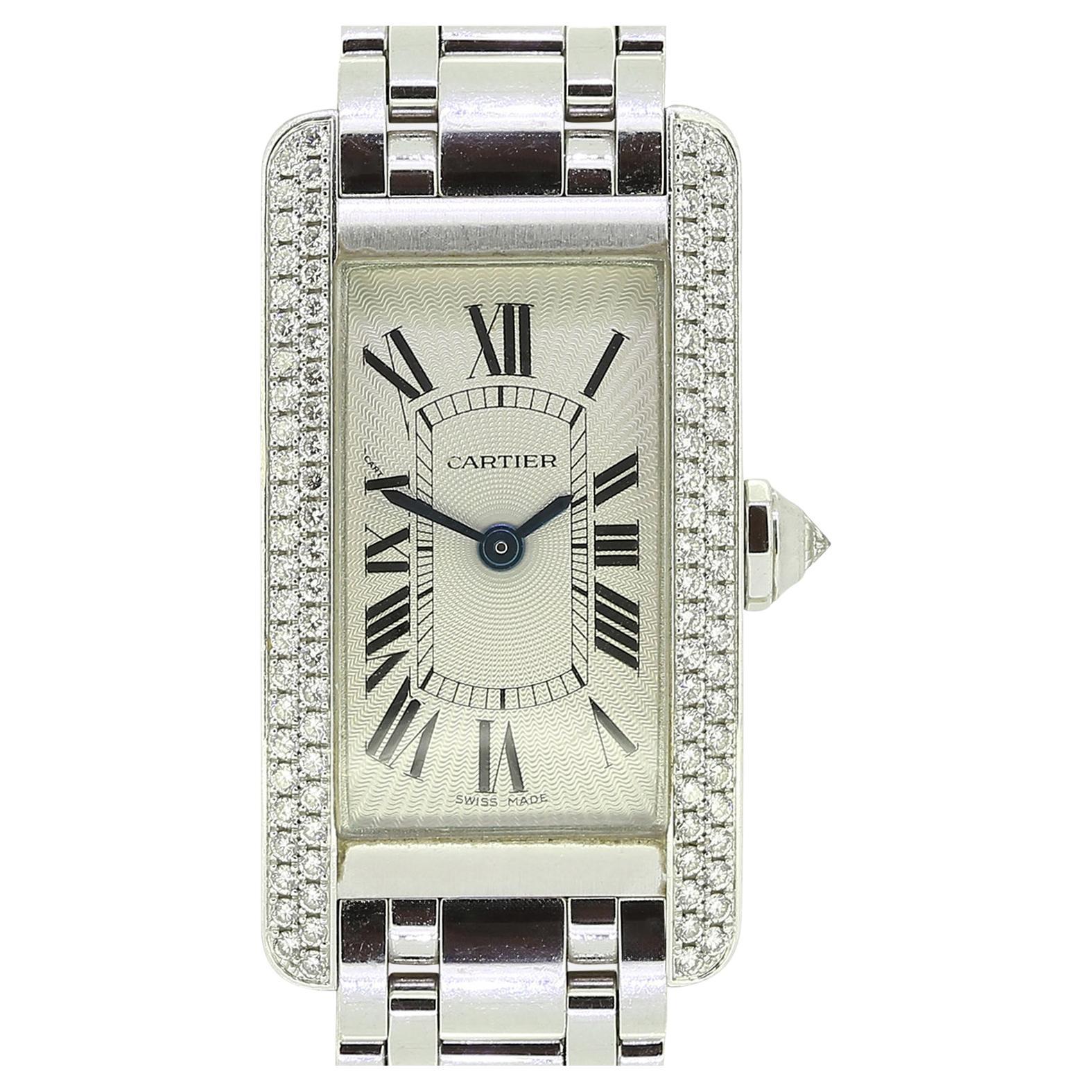 Cartier Tank Américaine Diamond Wristwatch For Sale