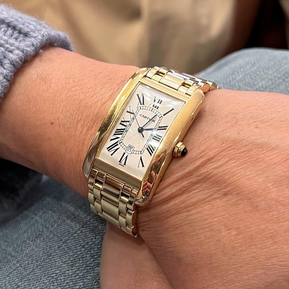 da uomo o donna Cartier Tank Americaine Orologio d'oro extra large