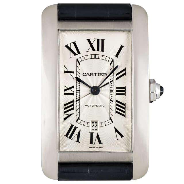 Cartier Tank Americaine Extra Large White Gold Silver Guilloche Dial ...