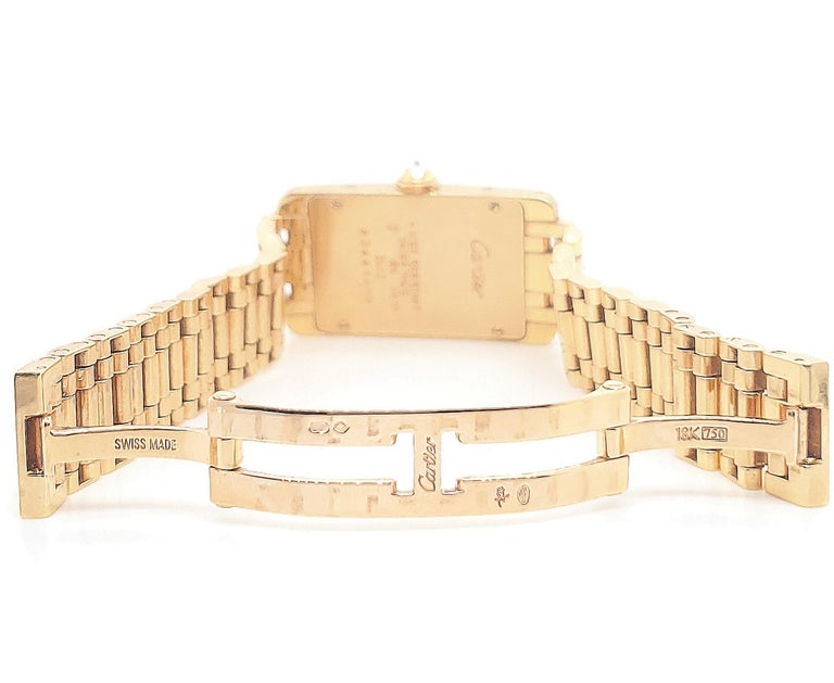 Cartier Tank Americaine Gold Diamond Watch For Sale at 1stdibs