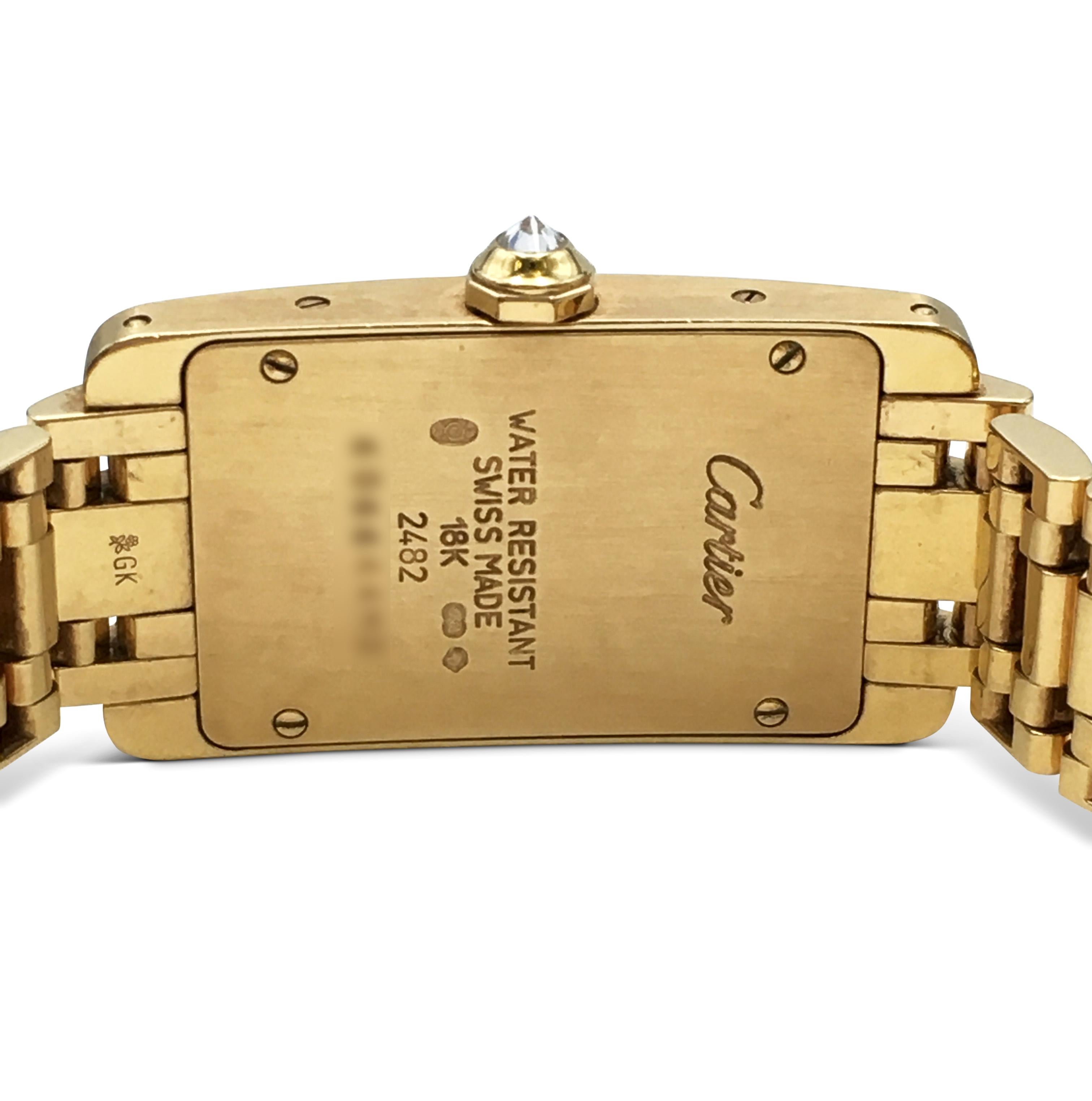 Cartier Tank Americaine Gold Diamond Watch In Excellent Condition In New York, NY