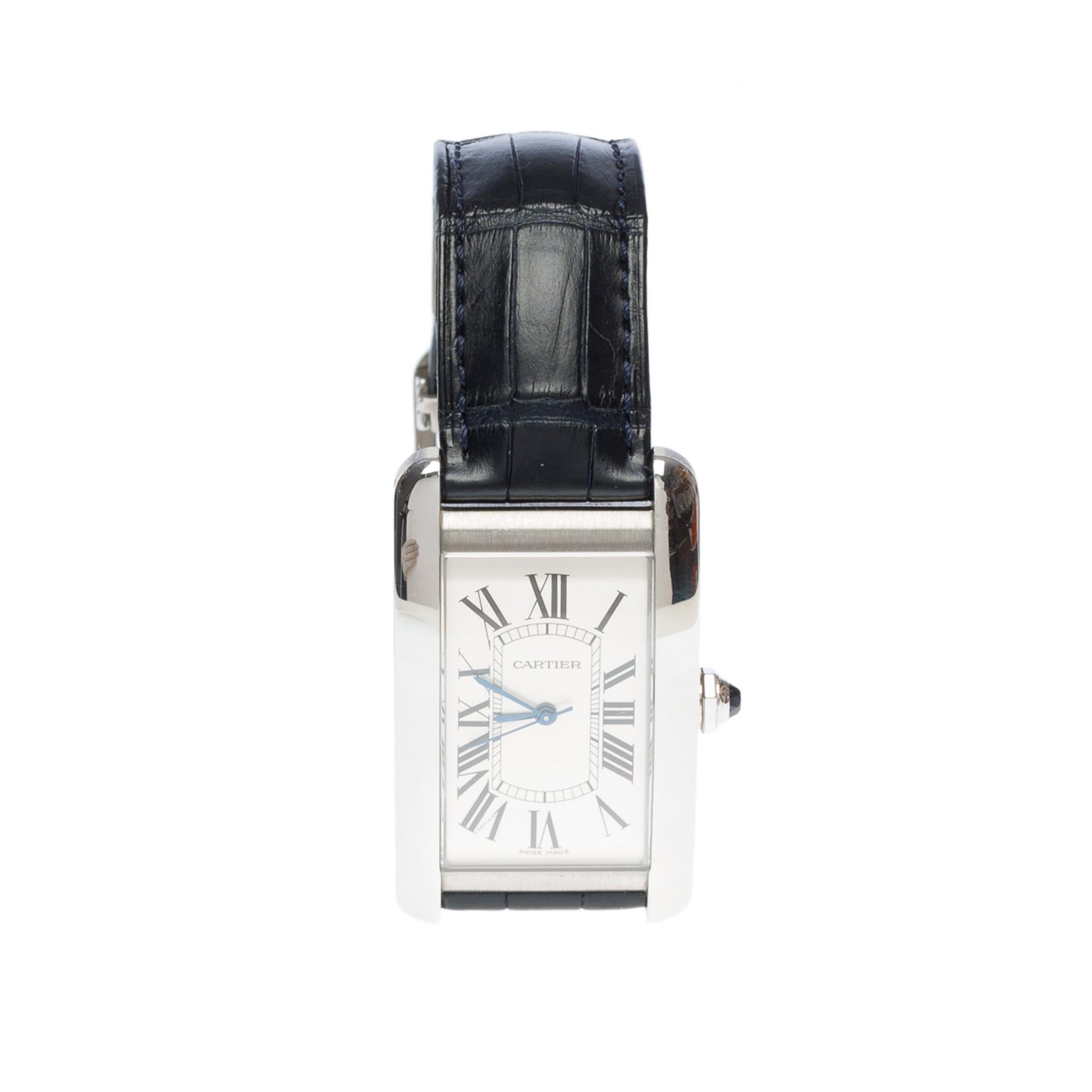 Cartier Tank Americaine in argento e carica automatica meccanica In condizioni buone in vendita a Paris, IDF
