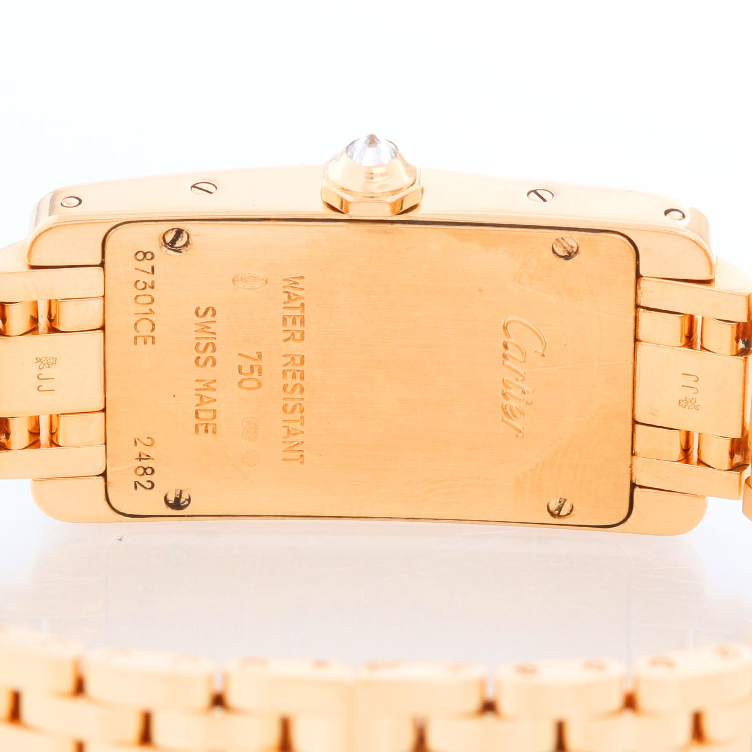 Cartier Tank Americaine Ladies 18 Karat Yellow Gold and Diamond Watch WB7072K2 In Excellent Condition In Dallas, TX