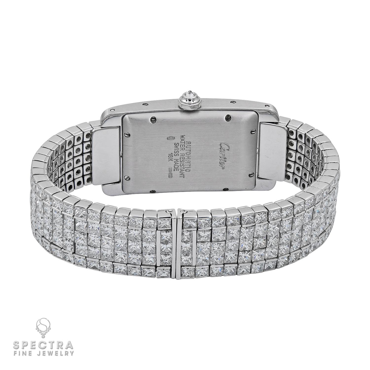 Cartier 'Tank Americaine' Damenarmbanduhr mit Diamanten (Zeitgenössisch) im Angebot
