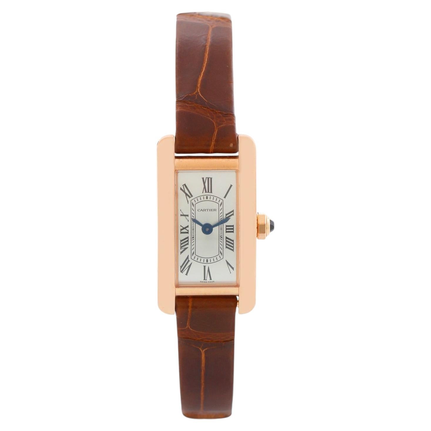 Cartier Tank Americaine Damen Mini Rose Gold Uhr WGTA0132