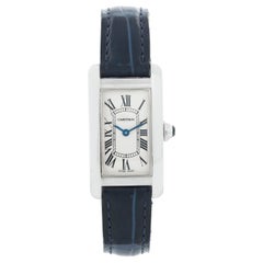 Vintage Cartier Tank Americaine Ladies Small 18 Karat White Gold Watch W2601956 2489