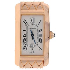 Cartier Tank Américaine Damen-Armbanduhr 2504 Rose Gold 18k Gold Automatik 1Jahr