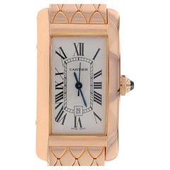 Cartier Tank Américaine Ladies Wristwatch 2504 Rose Gold 18k Gold Automatic 1Yr