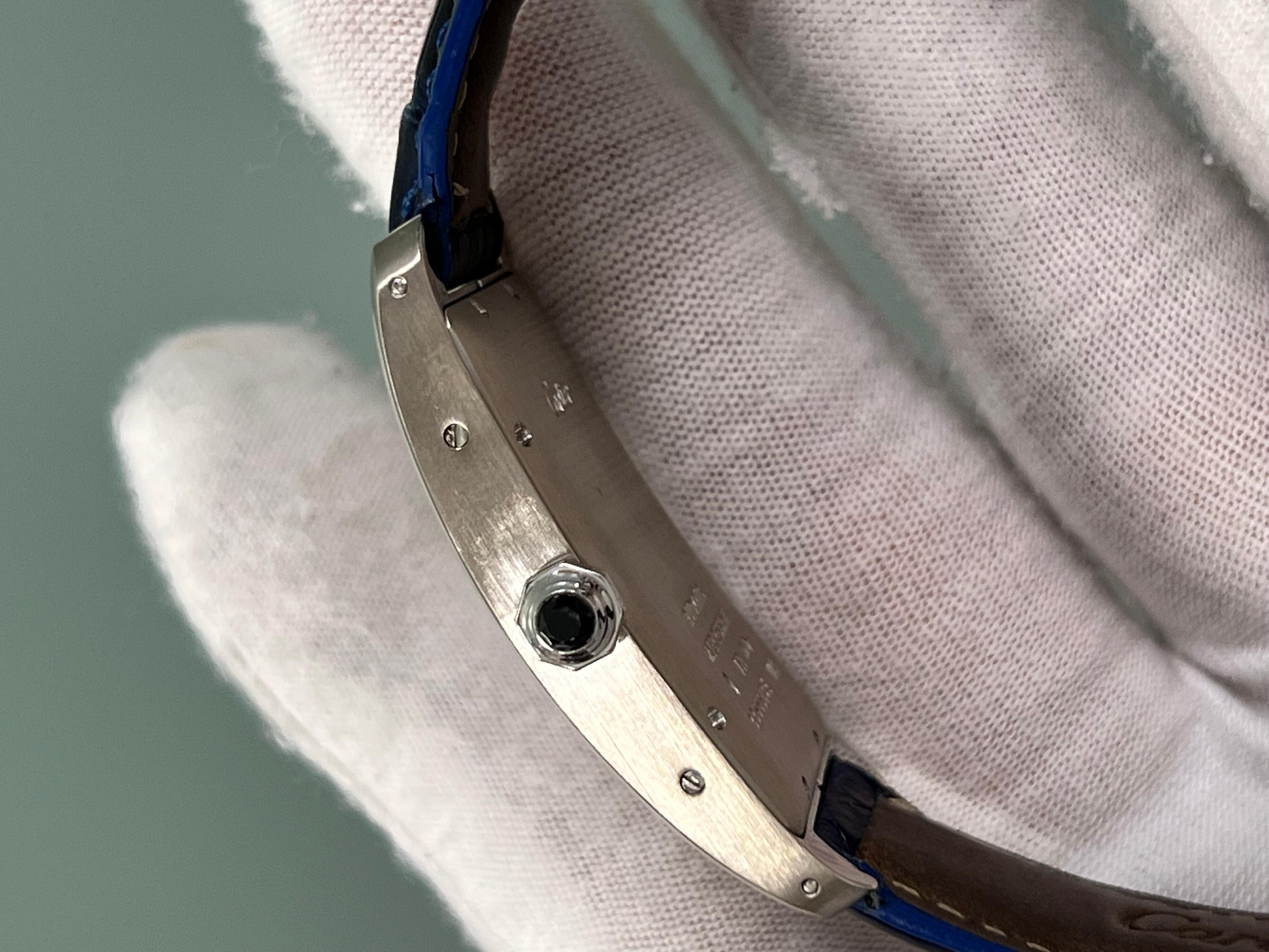 Cartier Tank Americaine Large 1741 18K Weißgold Lederarmband 5
