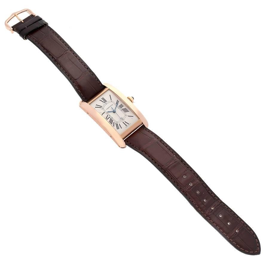 Cartier Tank Americaine Large 18K Rose Gold Brown Strap Watch W2609156 For Sale 1