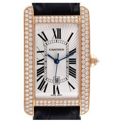 Cartier: 18 Karat Roségold Unisex-Uhr Tank Americaine mit Diamanten, WB704851