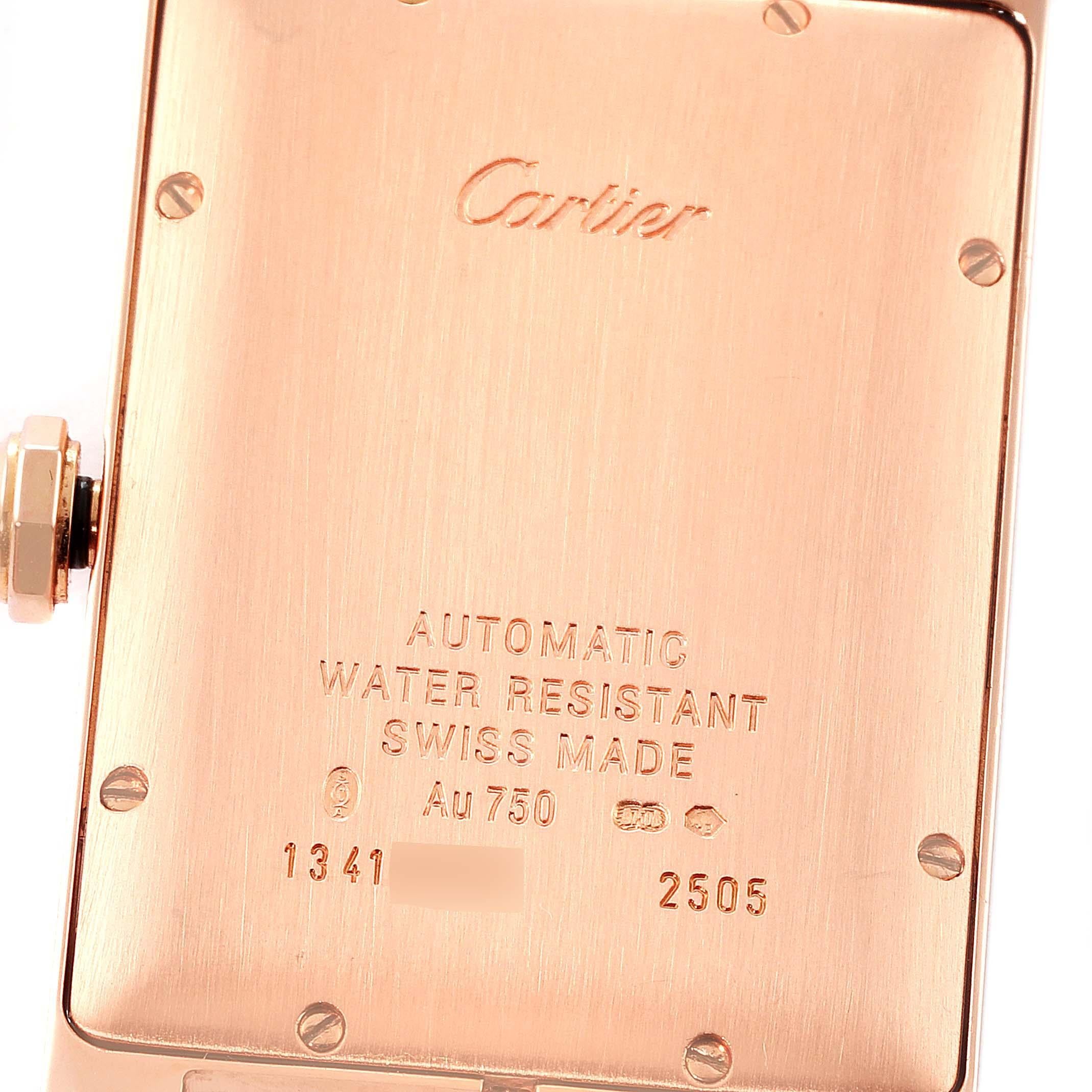 Cartier Tank Americaine Large 18K Rose Gold Mens Watch W2609156 In Excellent Condition For Sale In Atlanta, GA