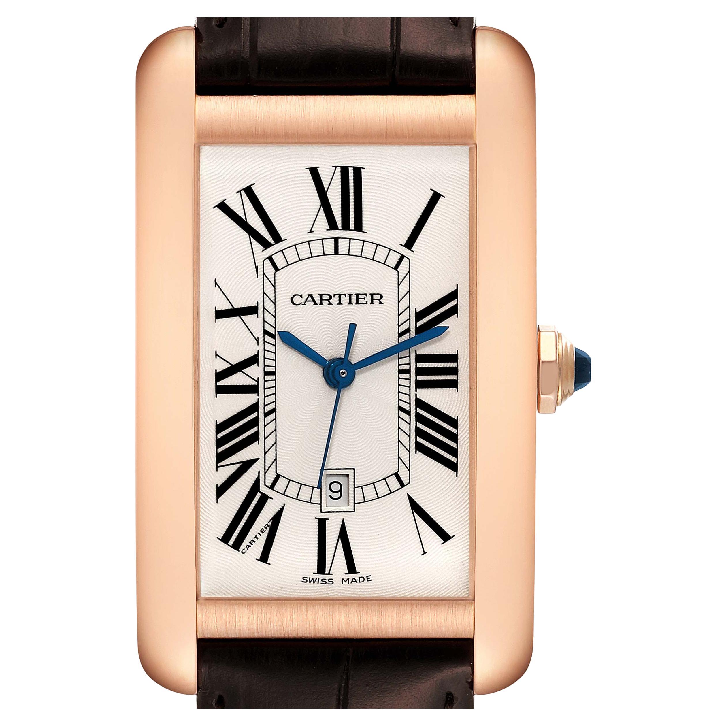 Cartier Tank Americaine Large 18K Rose Gold Mens Watch W2609156