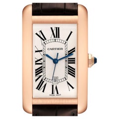 Cartier Montre Tank Américaine grande taille en or rose 18 carats pour hommes W2609156