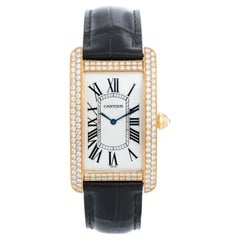 Used Cartier Tank Americaine Large 18k Yellow Gold & Diamond Watch Ref 1735