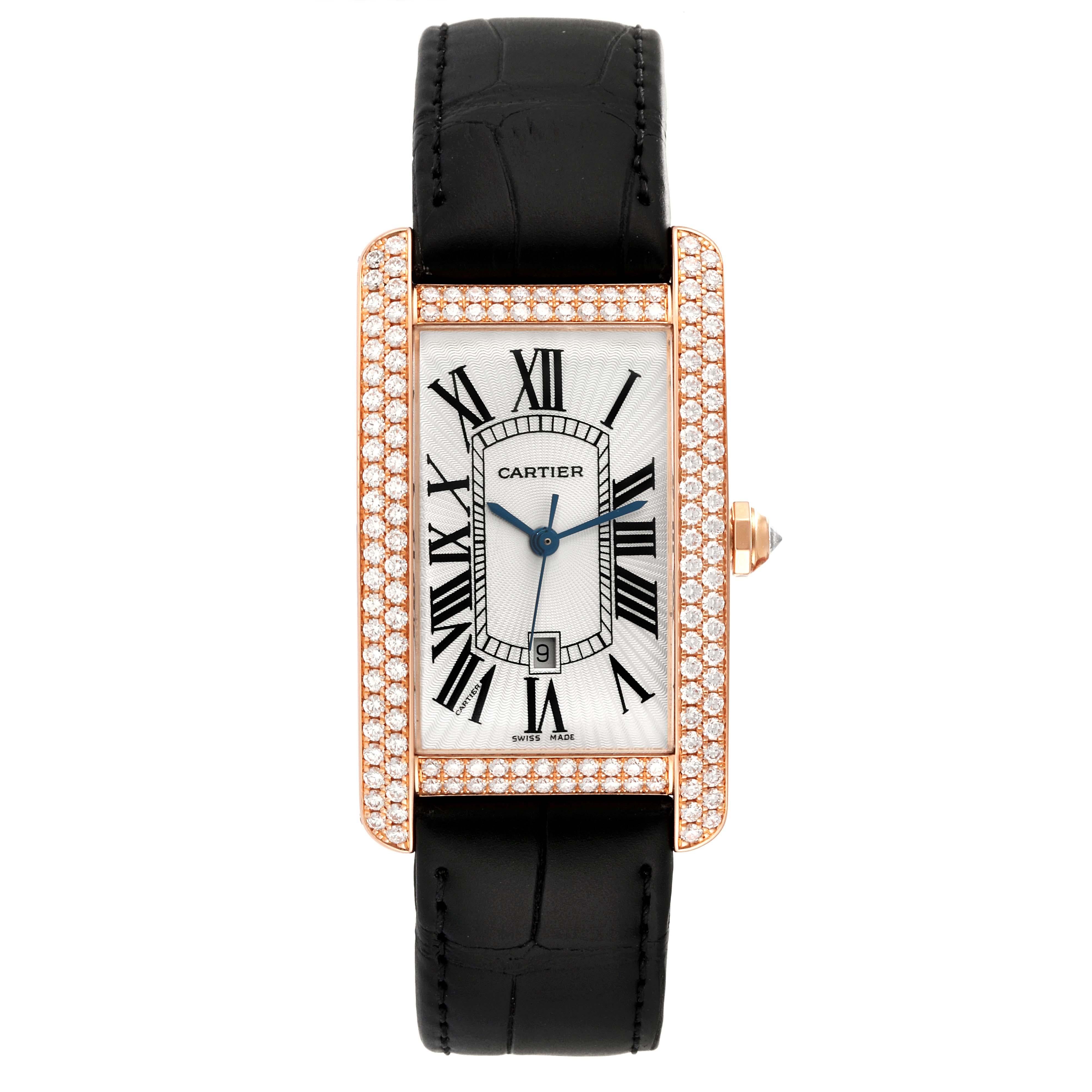 Cartier Tank Americaine Large Rose Gold Diamond Mens Watch WB704851 For Sale 2