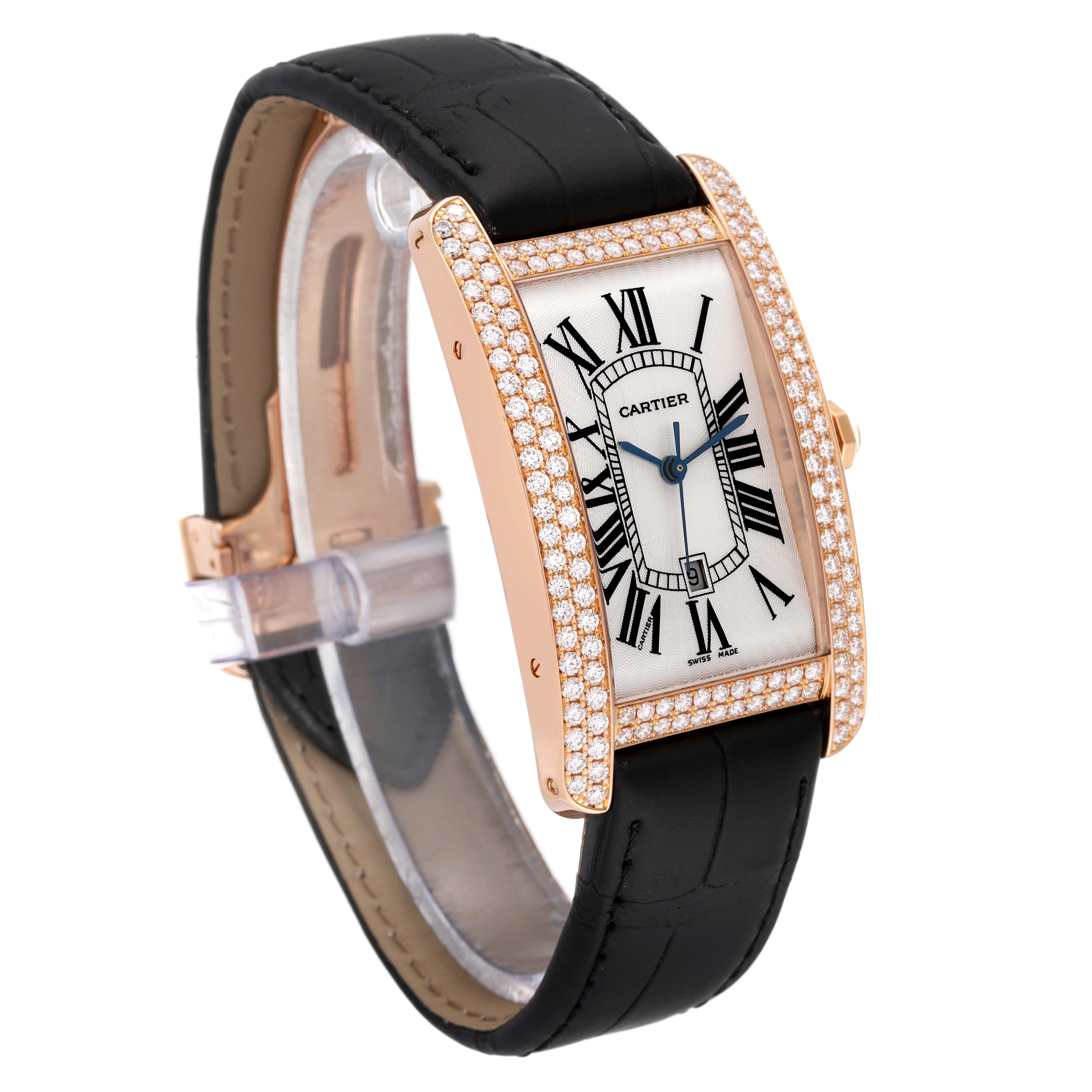 Cartier Tank Americaine Large Rose Gold Diamond Mens Watch WB704851 For Sale 3