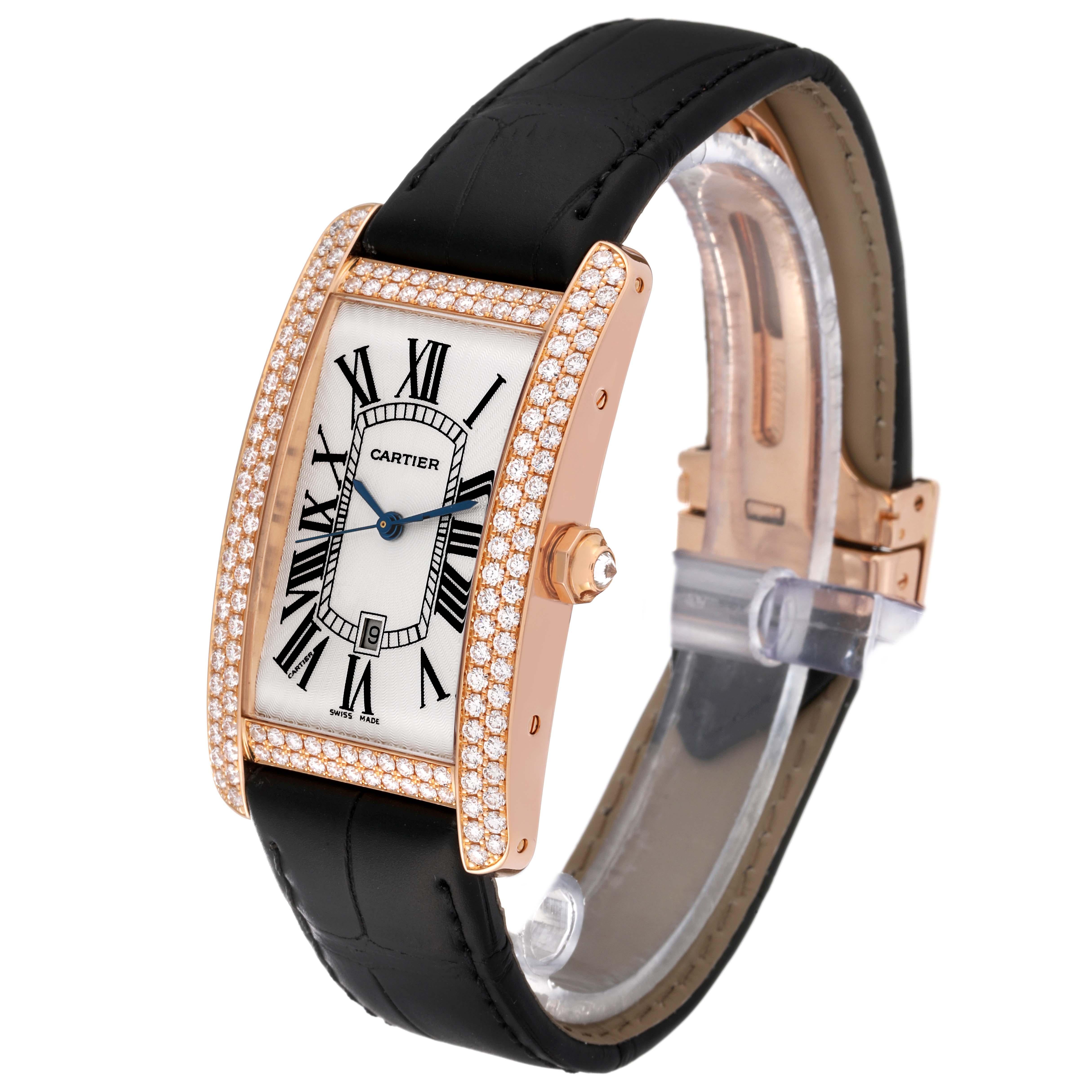 Cartier Tank Americaine Large Rose Gold Diamond Mens Watch WB704851 For Sale 4