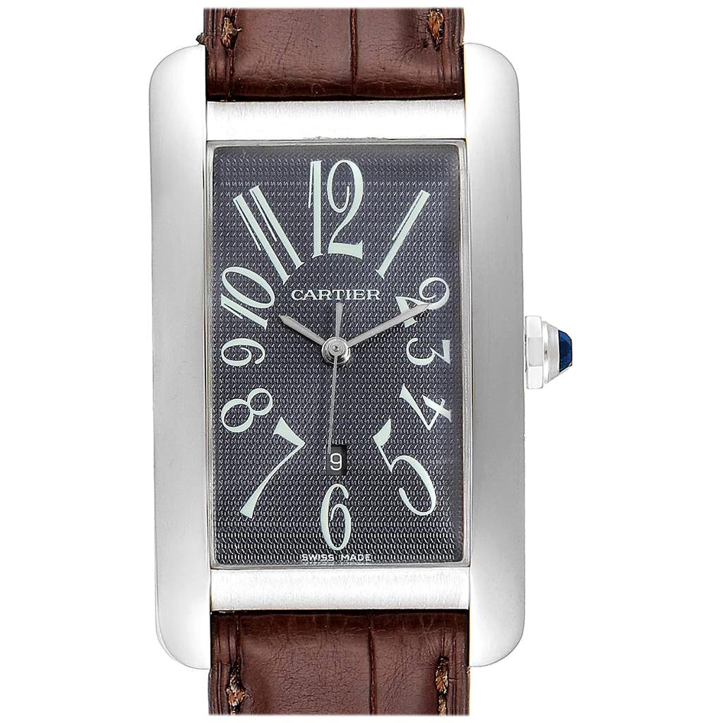 Cartier Tank Americaine Large White Gold Grey Dial Men's Watch W2605229