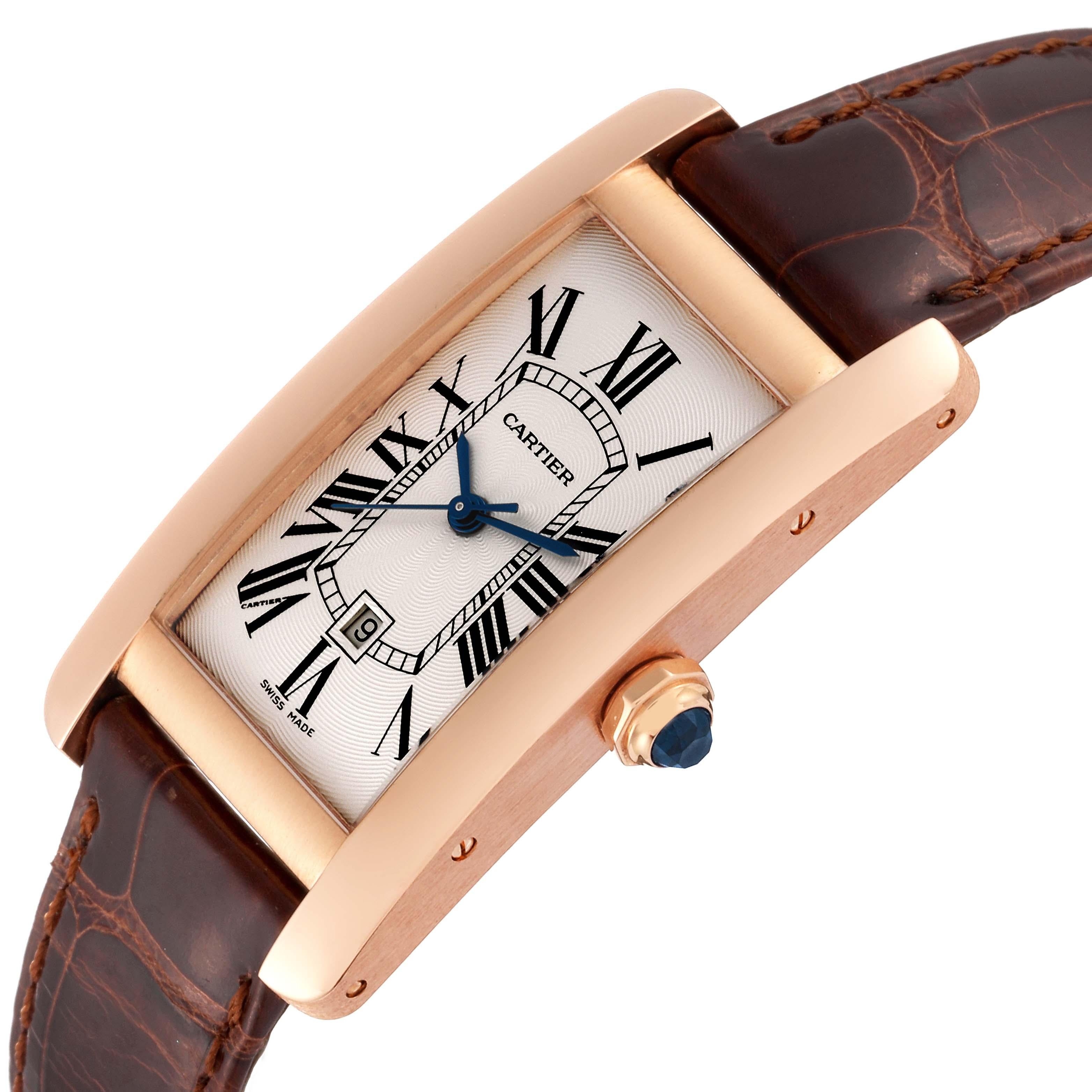 Cartier Tank Americaine Midsize Rose Gold Ladies Watch W2620030 Box Papers In Excellent Condition In Atlanta, GA