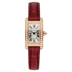 Cartier Tank Americaine Mini 3673 18K Rose Gold Ladies Watch Box Papers